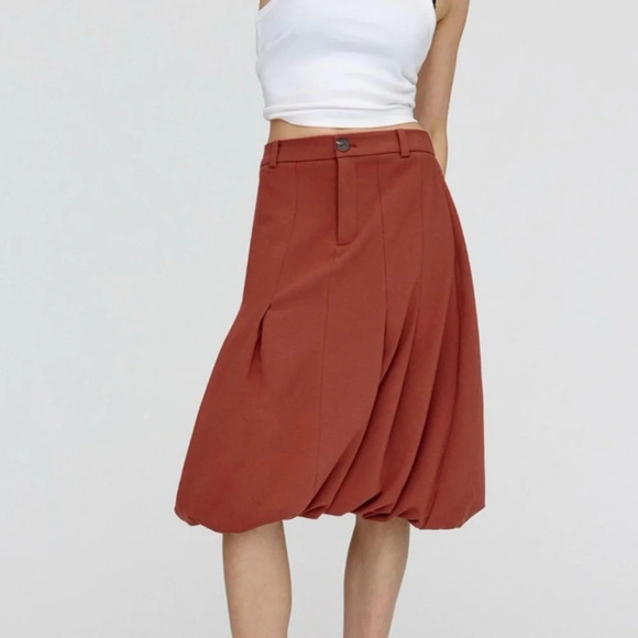 Anthropologie Maeve Pleated Bubble Skirt Size XXS in Brown/Chocolate NEW - Picture 10 of 11
